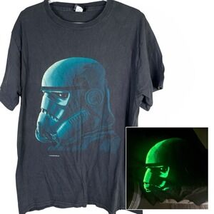 Vintage 1996 Star Wars‎ Stormtrooper Glow In The Dark T Shirt Mens L Black read